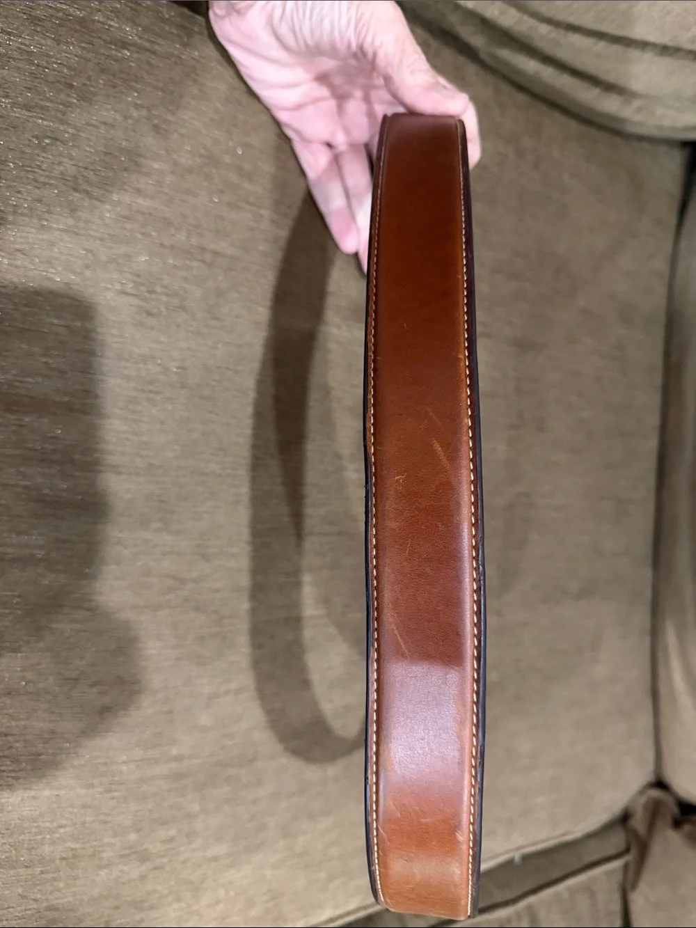 Men's Brown Leather Belt with Brass Buckle